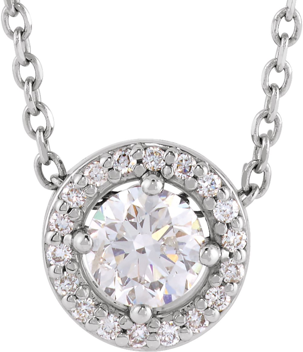 14K White Gold 3/8 CTW Natural Diamond Halo-Style 16" Necklace
