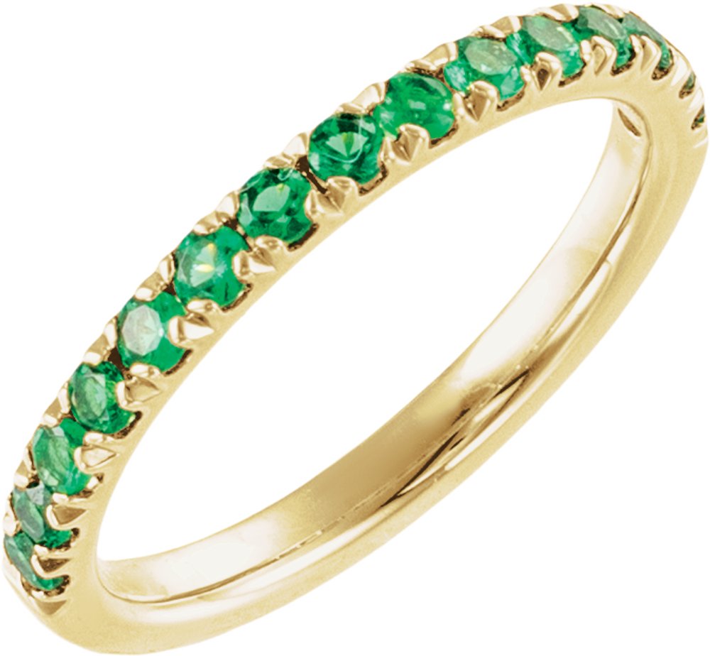 14K Yellow Gold Natural Emerald Stackable Ring