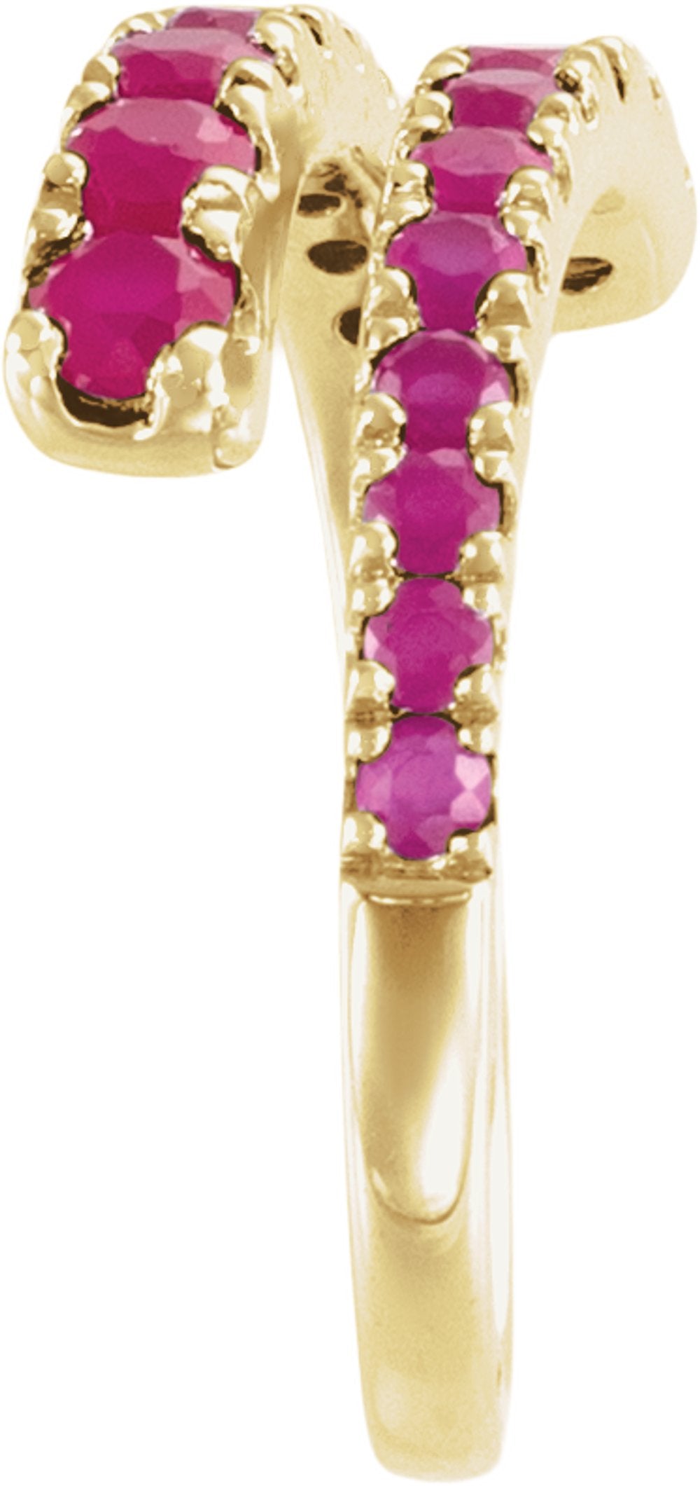 14K Yellow Gold Lab-Grown Ruby Bypass Ring