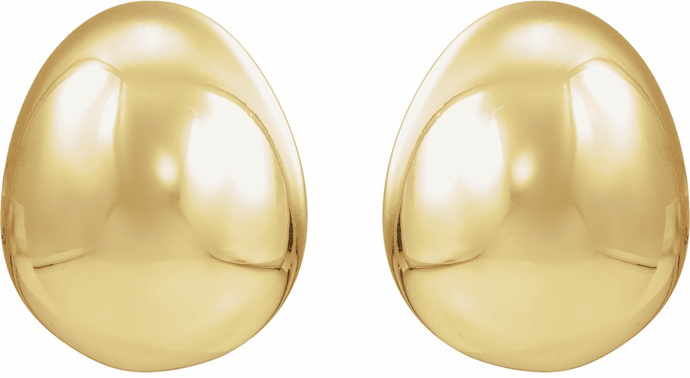 14K Yellow Gold Electroform Puffed Ball Stud Earrings