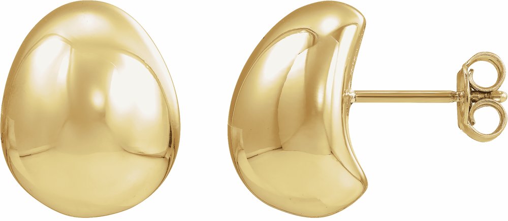 14K Yellow Gold Electroform Puffed Ball Stud Earrings