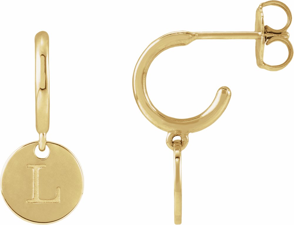 14K Yellow Gold Engravable Disc Hoop Earrings