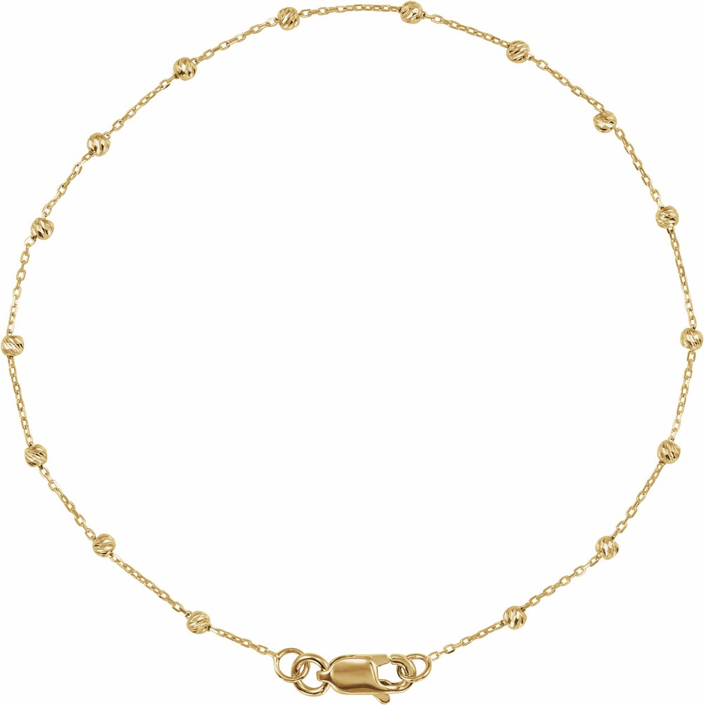 14K Yellow Gold .65 mm Beaded Cable 7" Chain