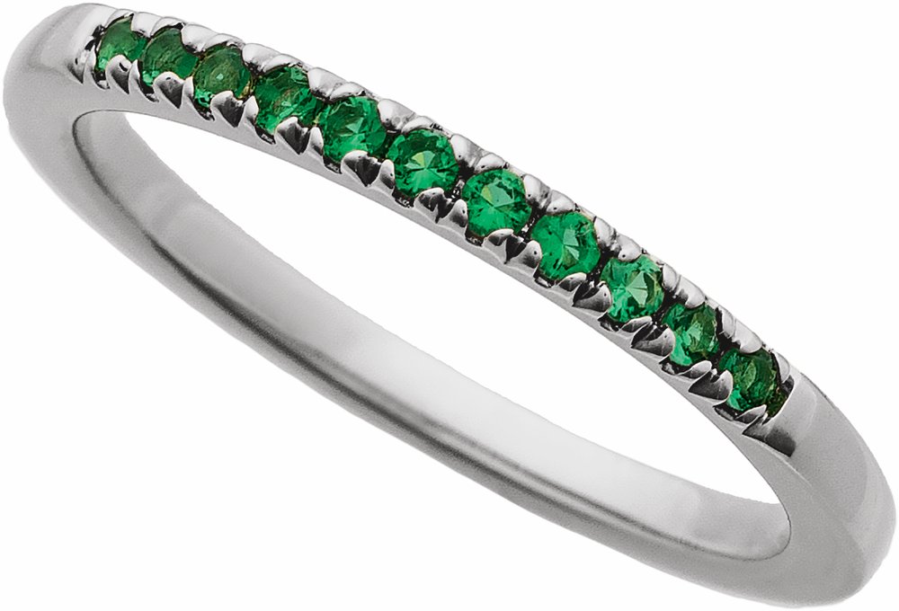 10K White Gold Natural Emerald Stackable Ring