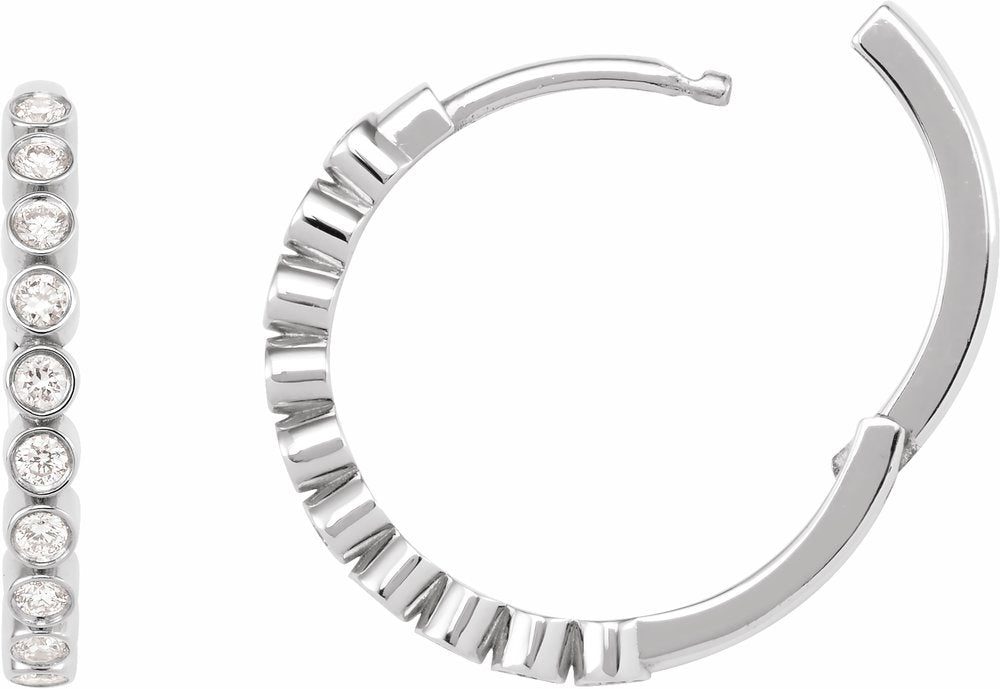 14K White Gold 1/4 CTW Lab-Grown Diamond Hinged Hoop Earrings
