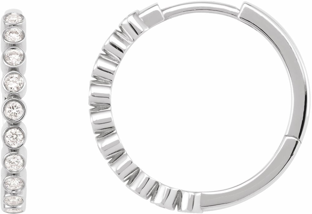 14K White Gold 1/4 CTW Lab-Grown Diamond Hinged Hoop Earrings