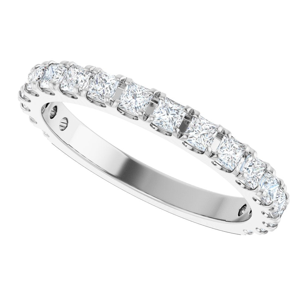 14K White Gold 5/8 CTW Natural Diamond French Set Anniversary Band
