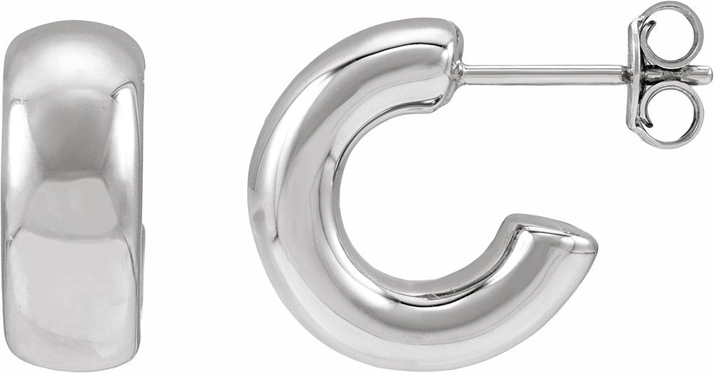 Sterling Silver Electroform Puffed 15 mm Hoop Earrings