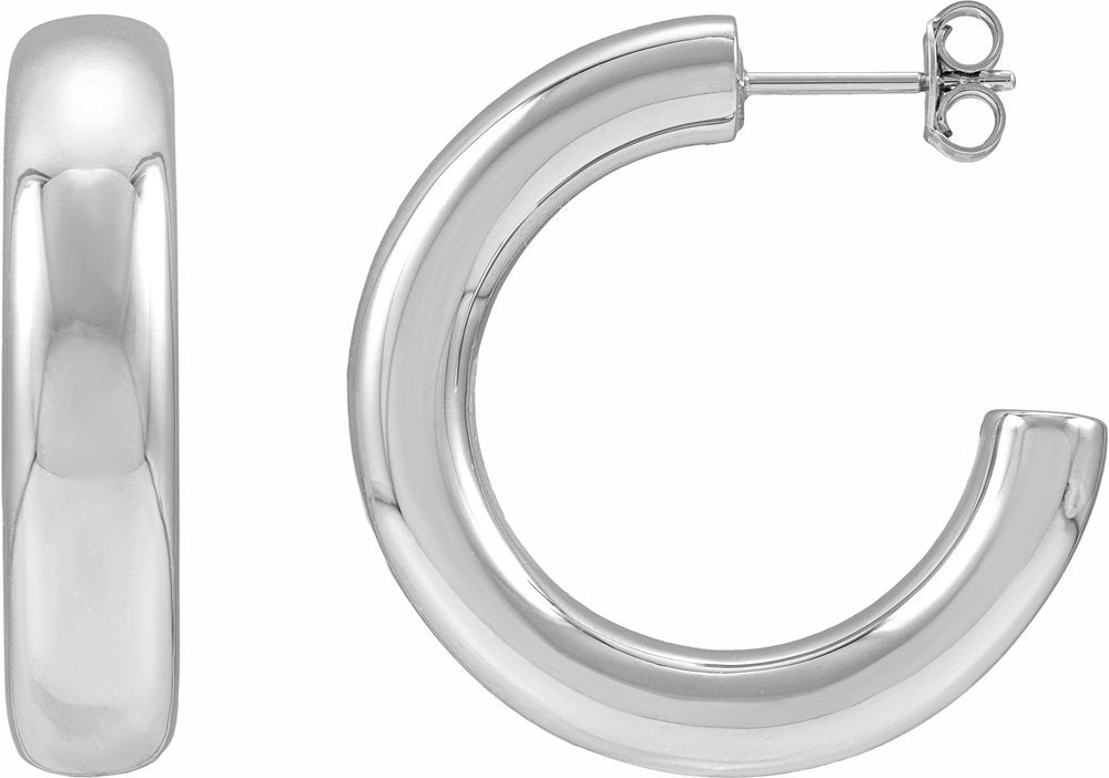Sterling Silver Electroform Puffed 30 mm Hoop Earrings