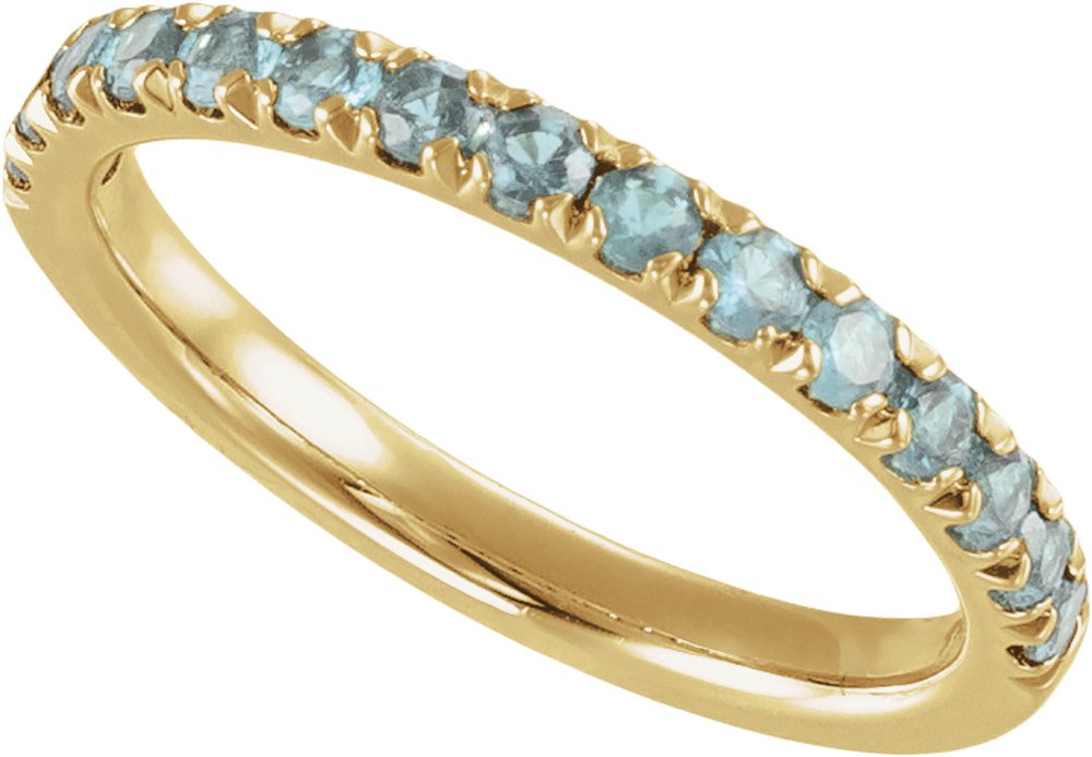 10K Yellow Gold Natural Aquamarine Stackable Ring