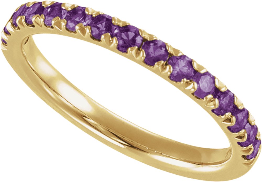 10K Yellow Gold Natural Amethyst Stackable Ring