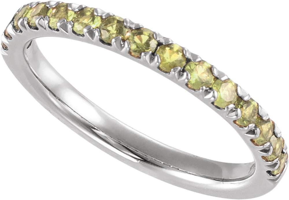 14K White Gold Natural Peridot Stackable Ring