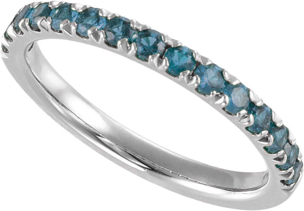 10K White Gold Natural London Blue Topaz Stackable Ring