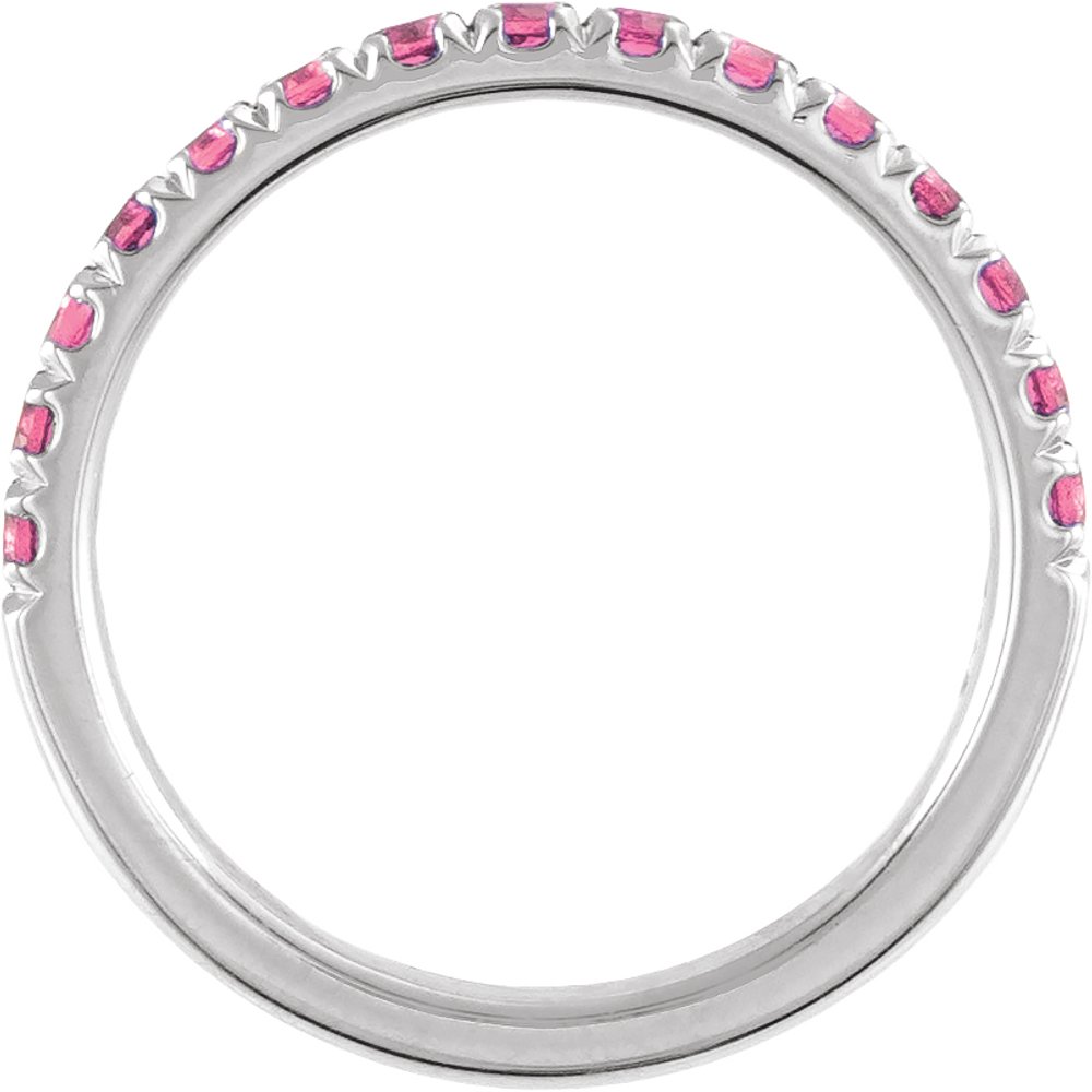 14K White Gold Natural Pink Tourmaline Stackable Ring