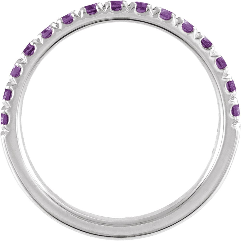 14K White Gold Natural Amethyst Stackable Ring
