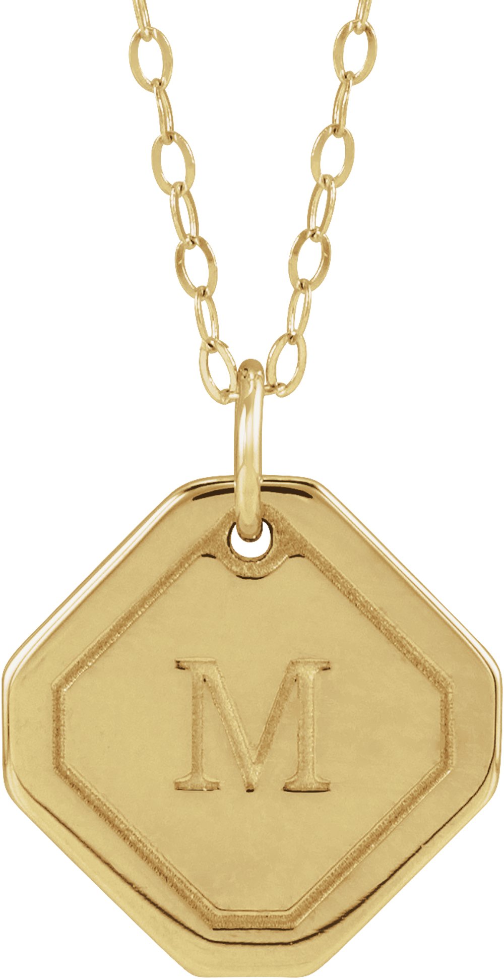 14K Yellow Gold Engravable Geometric 18" Necklace