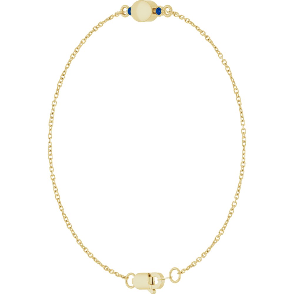 14K Yellow Gold Engravable Lab-Grown Blue Sapphire 6 1/2-7 1/2" Bracelet