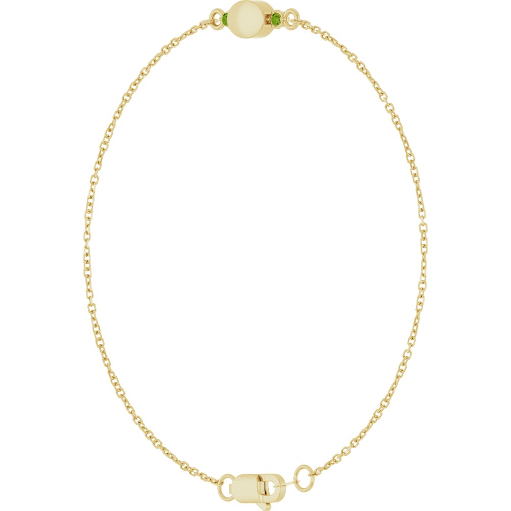 14K Yellow Gold Engravable Natural Peridot 6 1/2-7 1/2" Bracelet