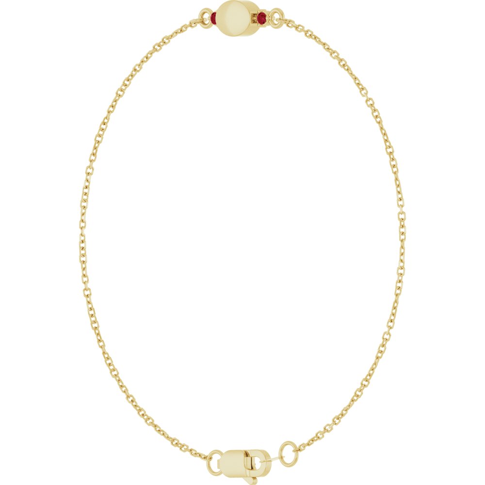 14K Yellow Gold Engravable Lab-Grown Ruby 6 1/2-7 1/2" Bracelet