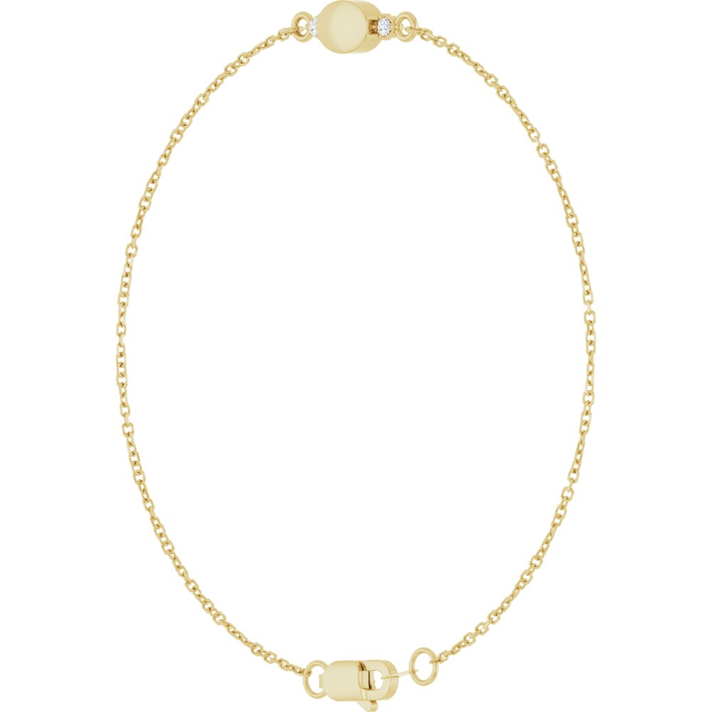 14K Yellow Gold Engravable .03 CT Lab-Grown Diamond 6 1/2-7 1/2" Bracelet