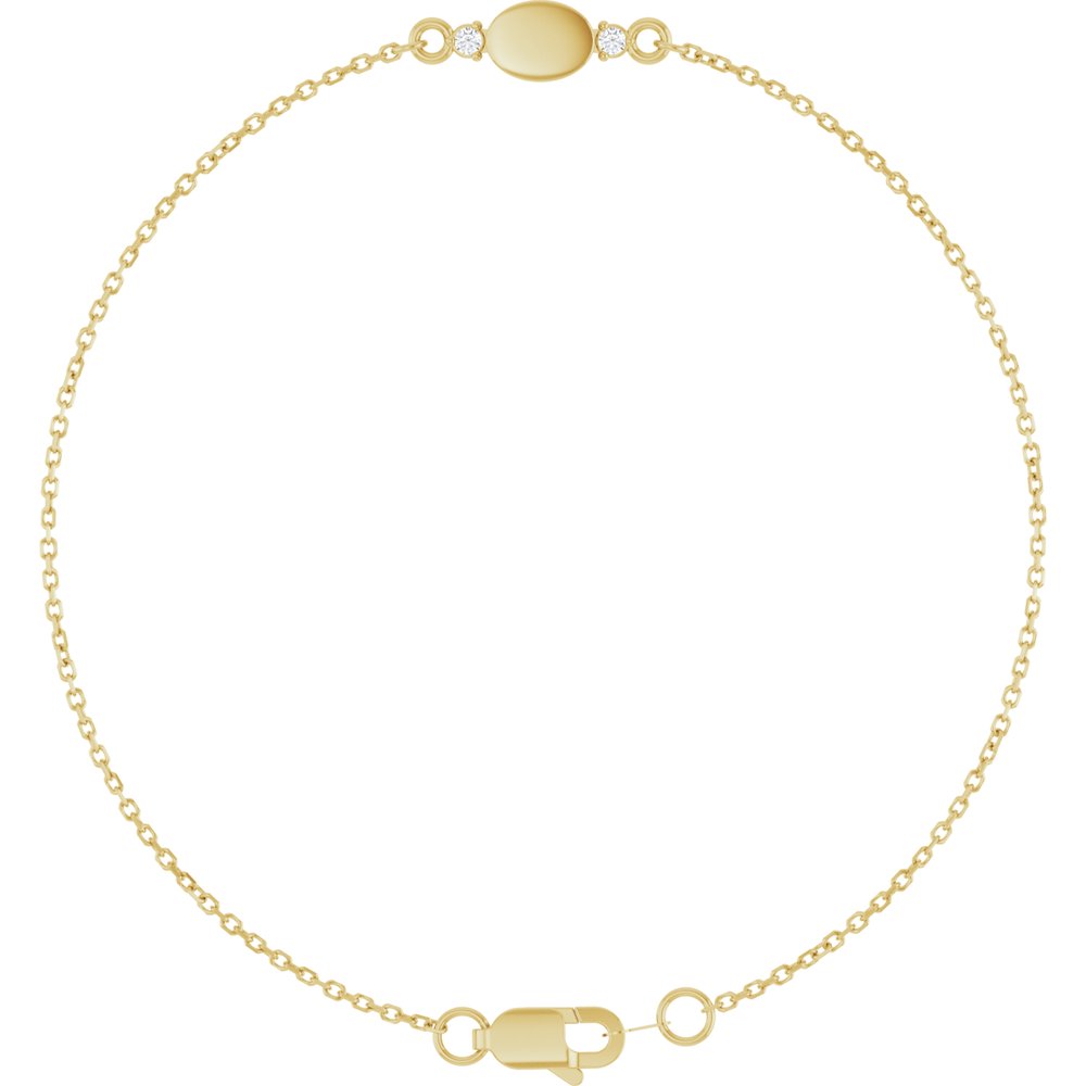14K Yellow Gold Engravable .03 CT Lab-Grown Diamond 6 1/2-7 1/2" Bracelet