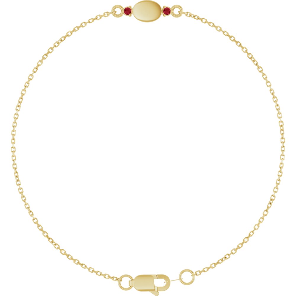 14K Yellow Gold Engravable Lab-Grown Ruby 6 1/2-7 1/2" Bracelet
