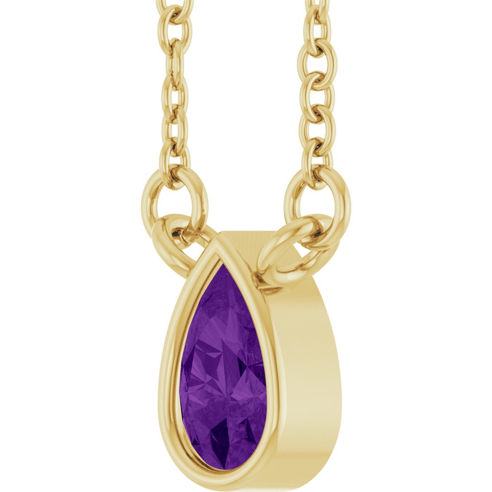 14K Yellow Gold Natural Amethyst 18" Necklace