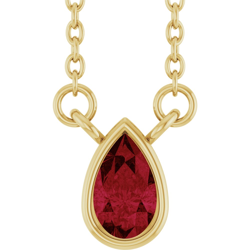 14K Yellow Gold Lab-Grown Ruby 18" Necklace