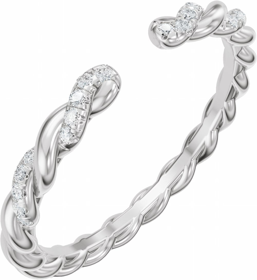 14K White Gold .08 CTW Lab-Grown Diamond Rope Open Band Size 6