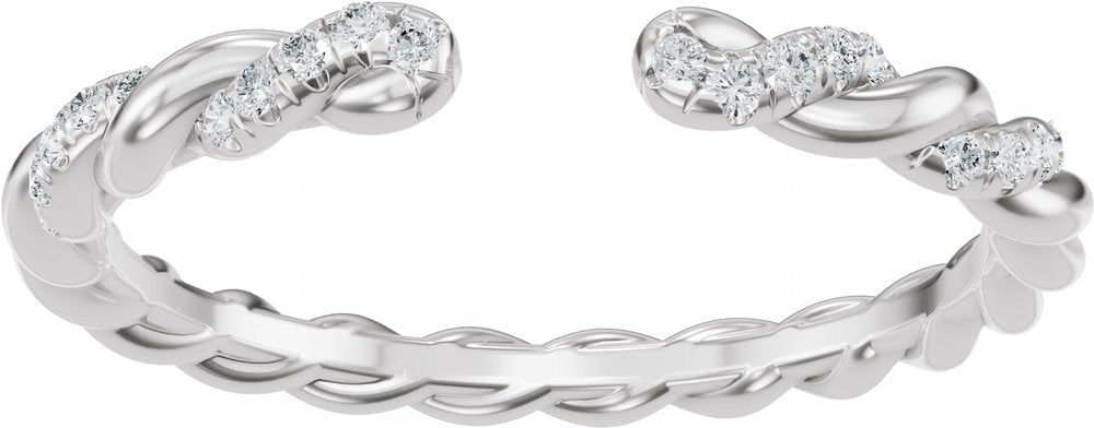 14K White Gold .08 CTW Lab-Grown Diamond Rope Open Band Size 6