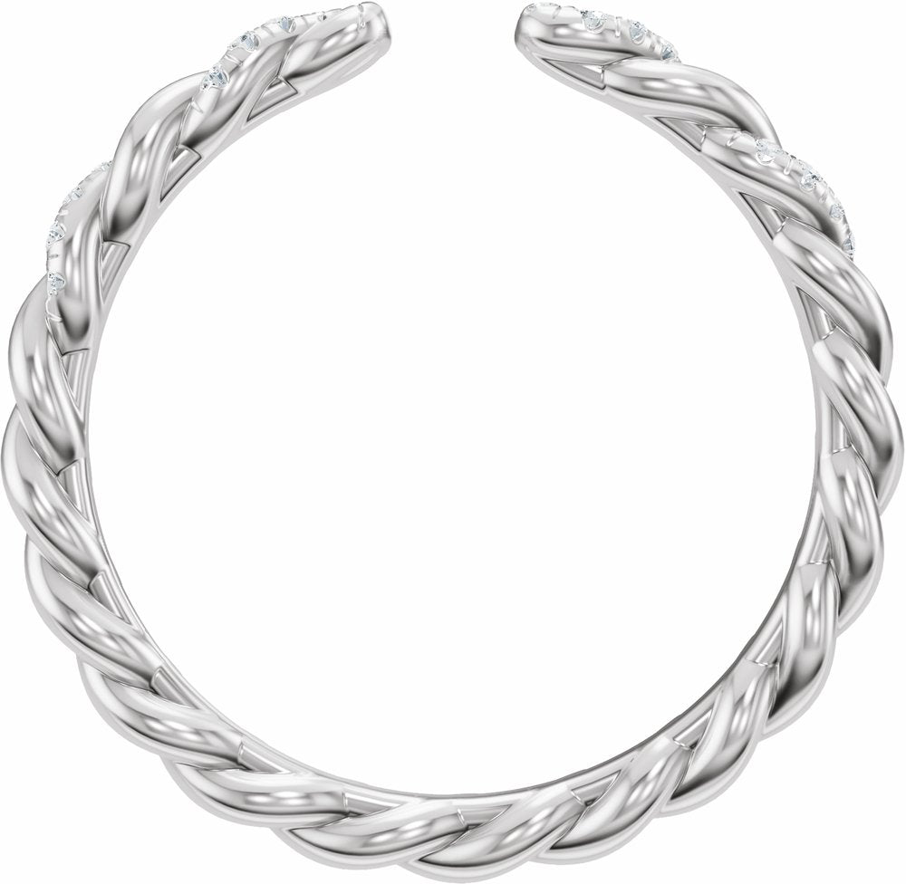 14K White Gold .08 CTW Lab-Grown Diamond Rope Open Band Size 6