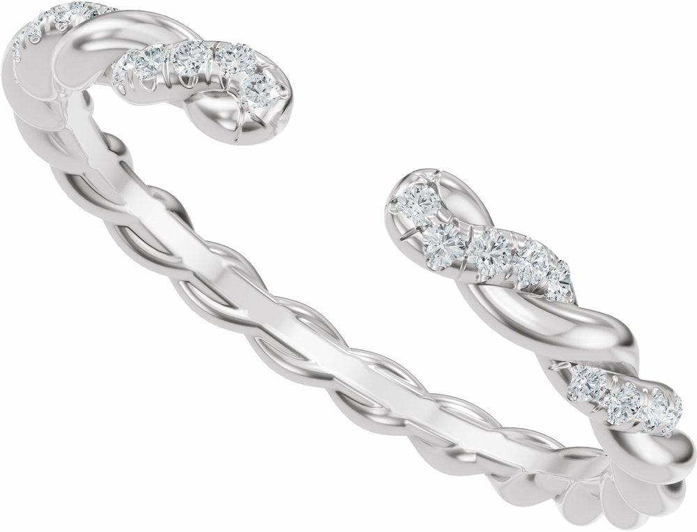 14K White Gold .08 CTW Lab-Grown Diamond Rope Open Band Size 6