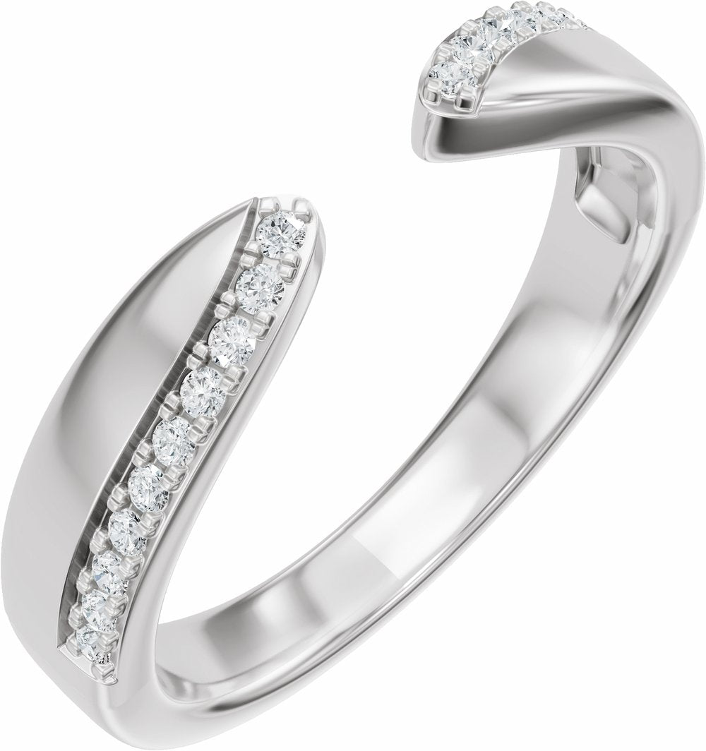 14K White Gold 1/8 CTW Lab-Grown Diamond Pinched Open Band Size 7