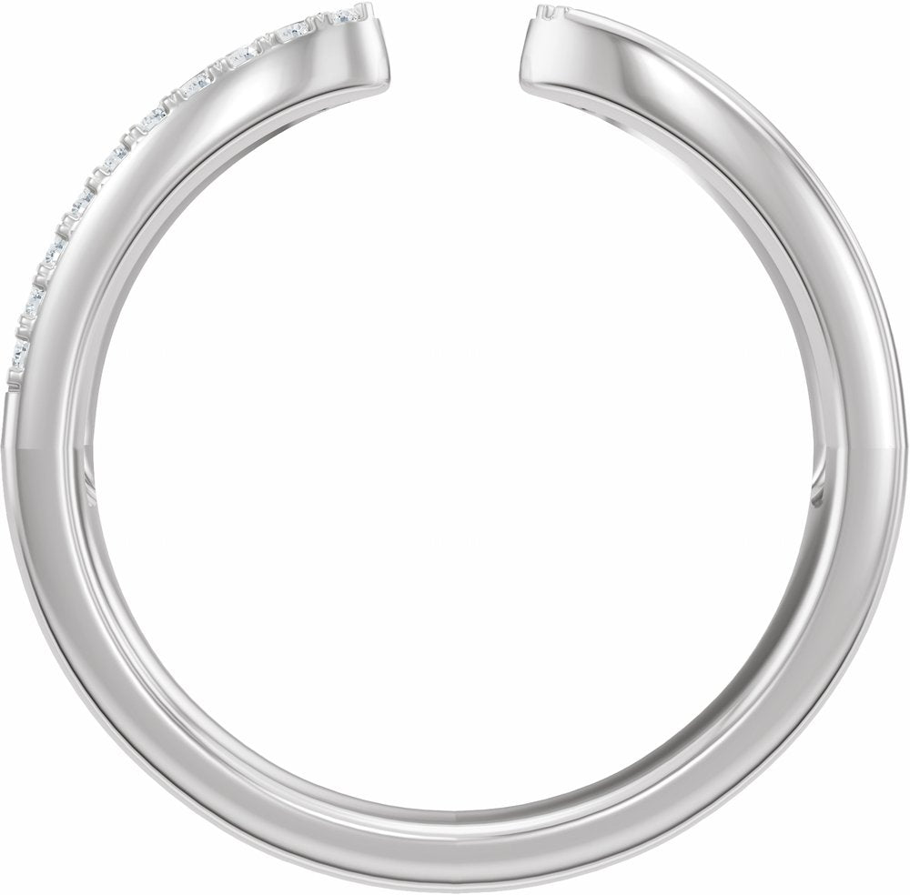 14K White Gold 1/8 CTW Lab-Grown Diamond Pinched Open Band Size 7