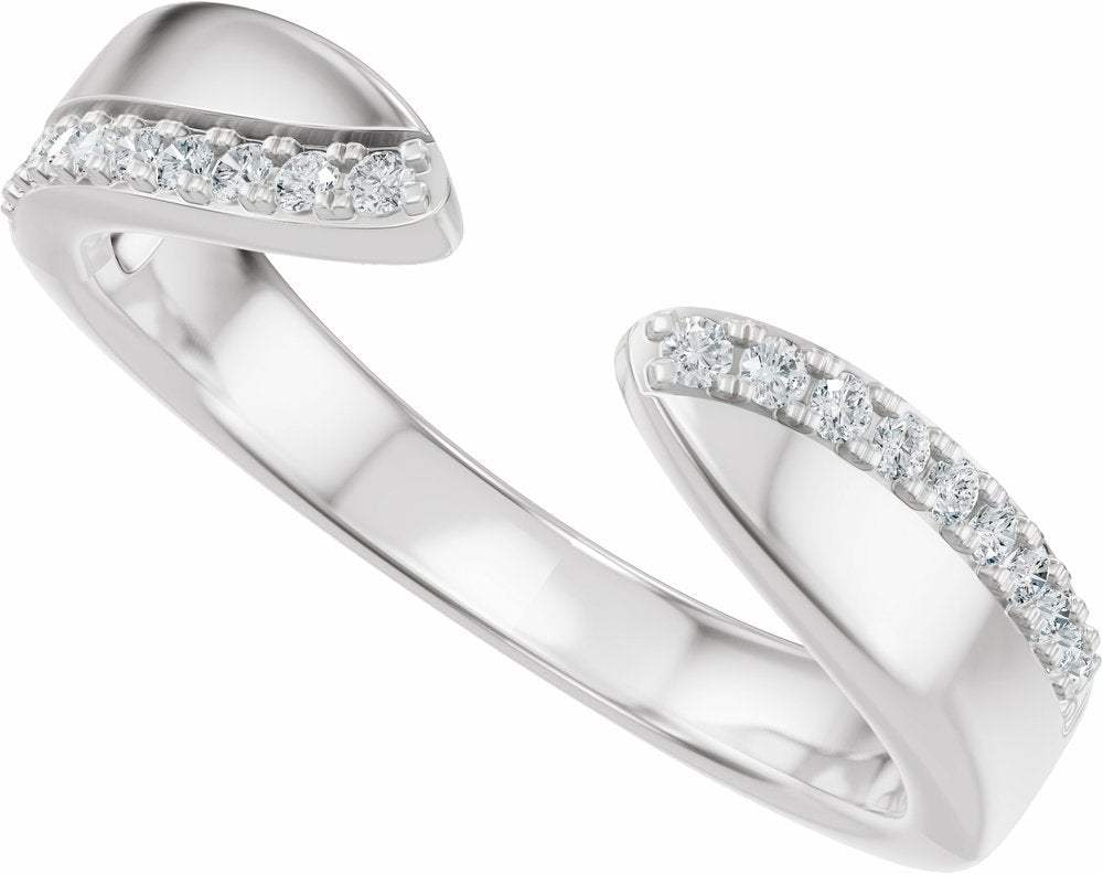 14K White Gold 1/8 CTW Lab-Grown Diamond Pinched Open Band Size 7