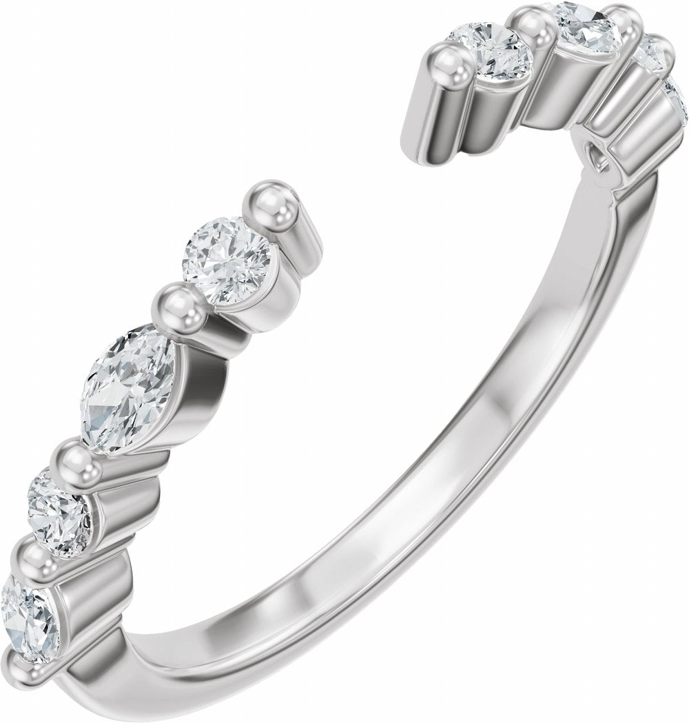 14K White Gold 1/3 CTW Lab-Grown Diamond Vintage-Inspired Open Band