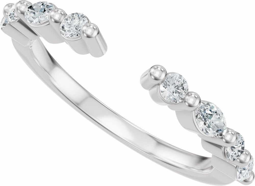 14K White Gold 1/3 CTW Lab-Grown Diamond Vintage-Inspired Open Band