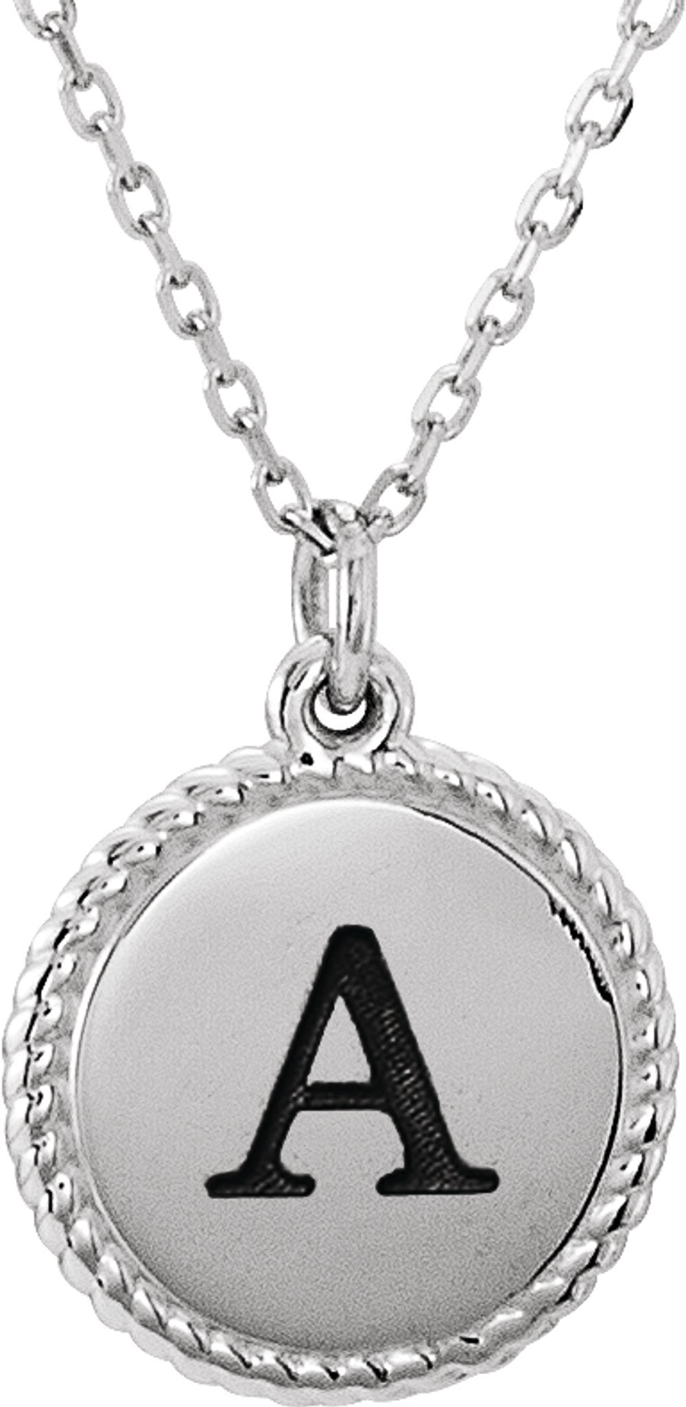 Sterling Silver Engravable Round 16-18" Rope Necklace