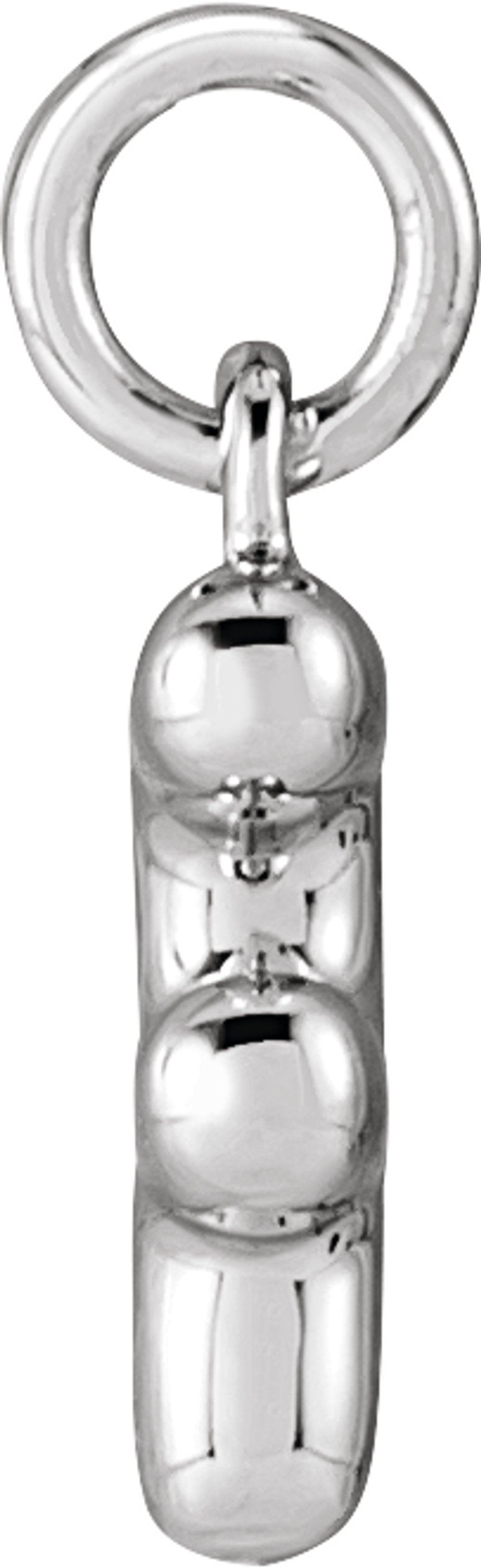 14K White Gold Bubble Initial F Pendant