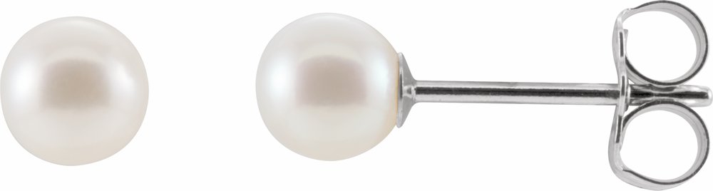 14K White Gold Cultured White Freshwater Pearl Earrings