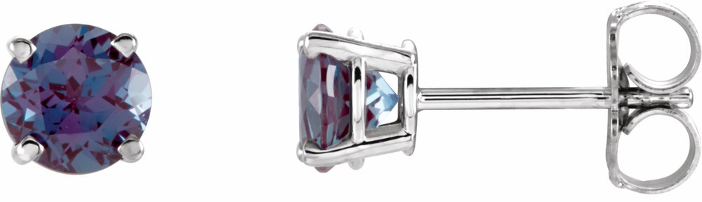 14K White 5 mm Lab-Grown Alexandrite Earrings