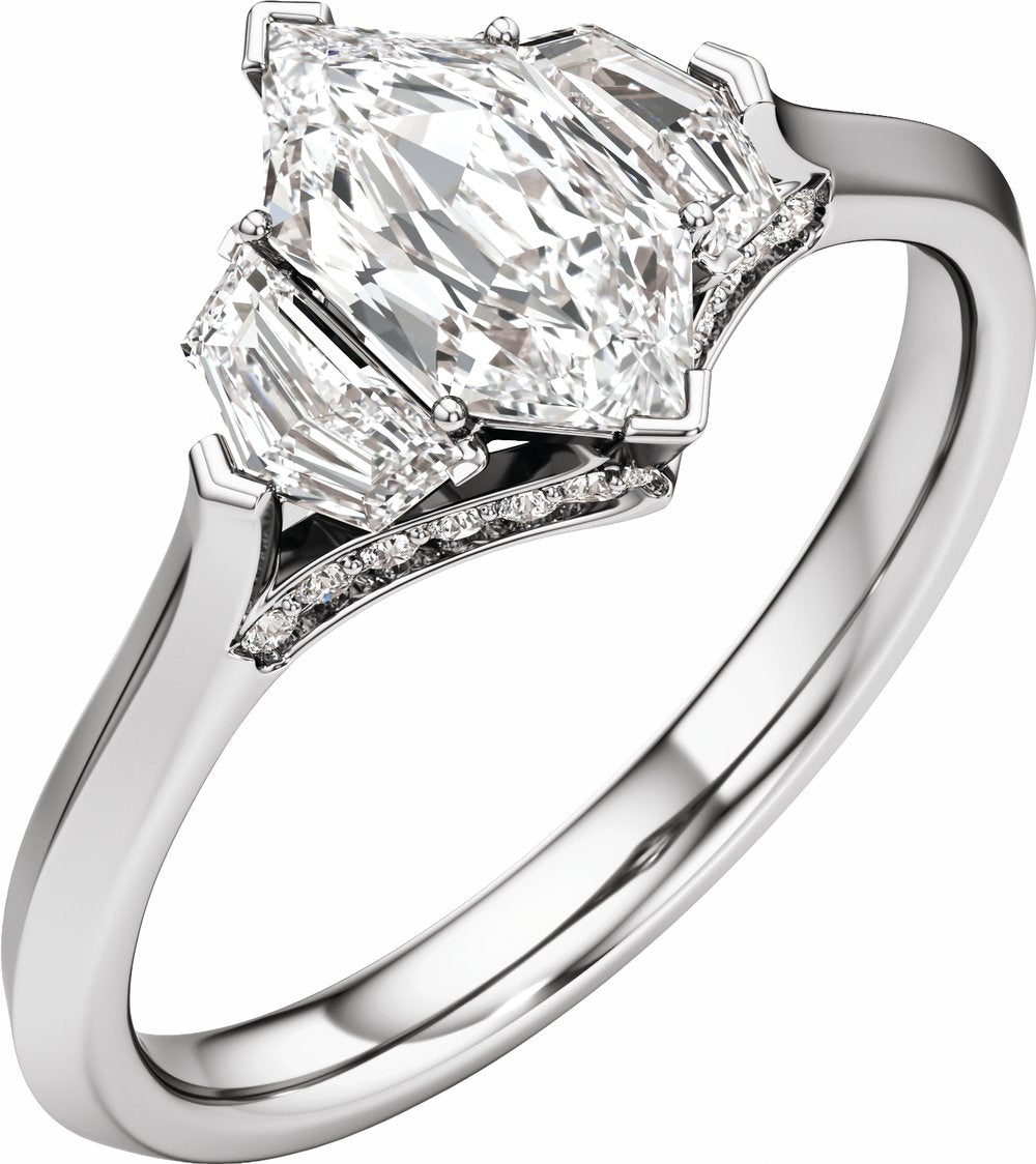 14K White Gold 1 1/2 CTW Lab-Grown Diamond Three-Stone Engagement Ring