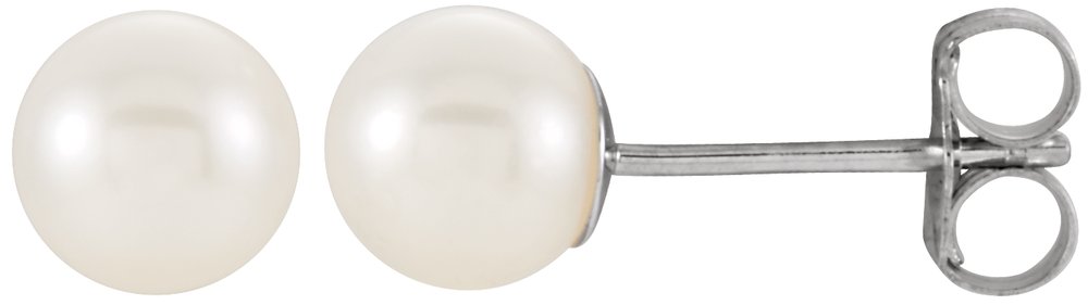 14K White Gold Cultured White Freshwater Pearl Earrings