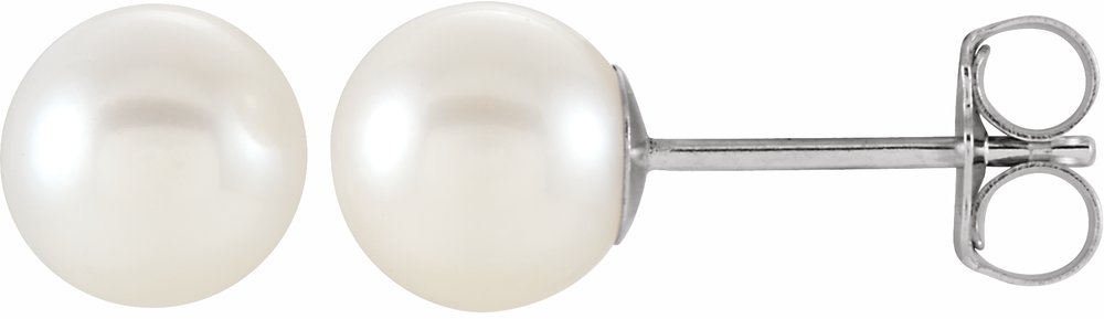14K White Gold Cultured White Freshwater Pearl Earrings