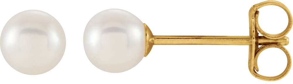14K Yellow Gold Cultured White Freshwater Pearl Earrings