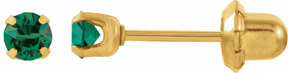 24K Gold-Plated Stainless Steel Imitation Emerald Inverness® Piercing Stud Earrings