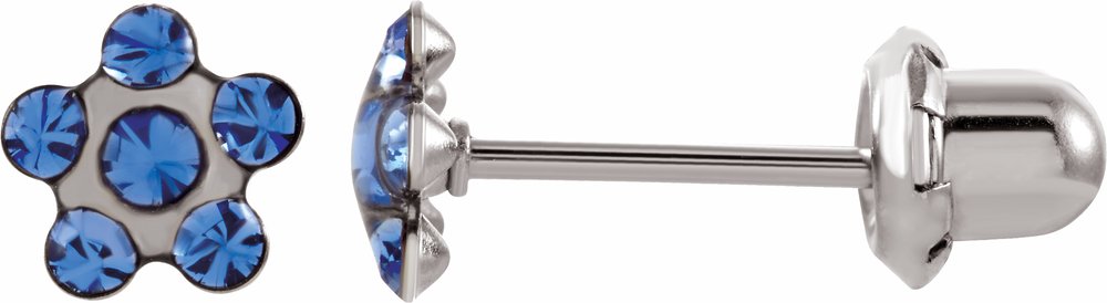 Stainless Steel Imitation Blue Crystal Piercing Earrings