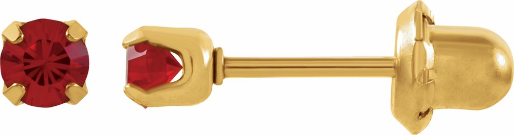 24K Yellow Gold-Plated Stainless Steel Imitation Ruby Inverness® Piercing Stud Earrings