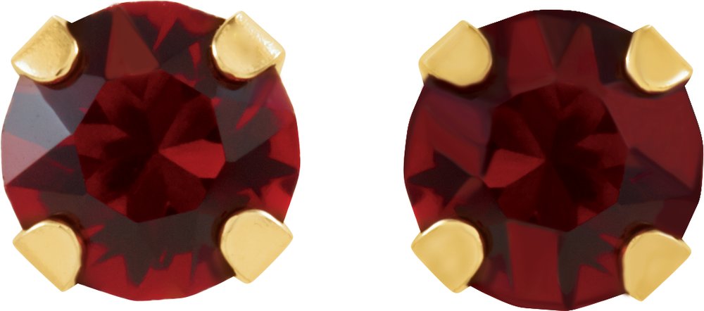 14K Yellow Gold Imitation Ruby Inverness® Piercing Stud Earrings