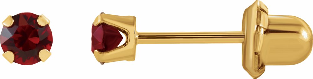 14K Yellow Gold Imitation Ruby Inverness® Piercing Stud Earrings